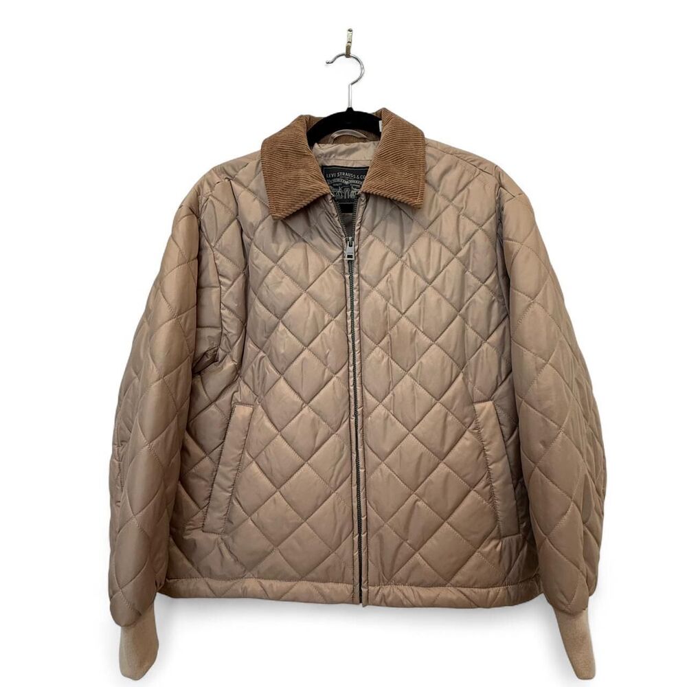 Levi’s Diamond Quilted Barn Jacket with corduroy collar Tan Size S